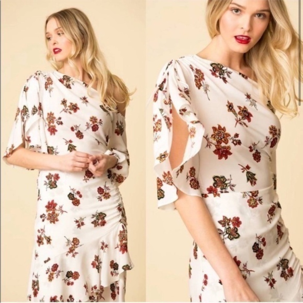 A.L.C Floral Silk Florence Dress in Eggshell